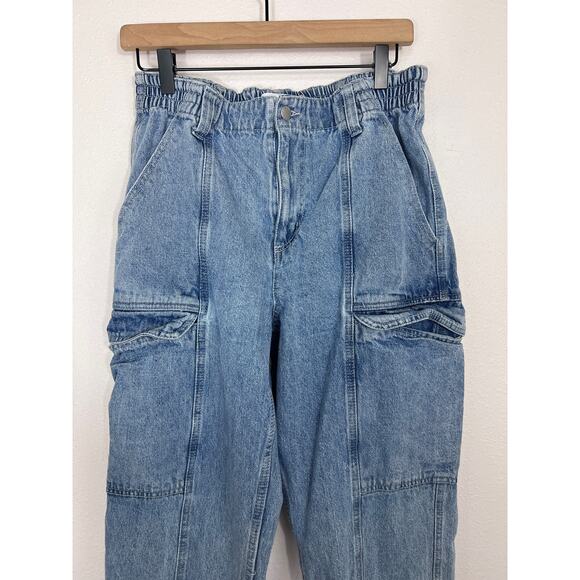 RSQ Wide Leg Cargo Jeans Size 30 Utility Pockets Elastic Waist - Picture 4 of 6